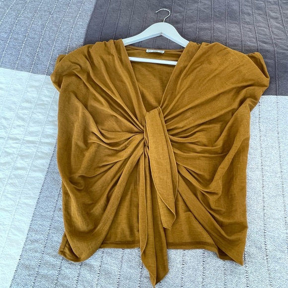 ZARA Cropped Blouse, Mustard Yellow - Picture 1 of 2